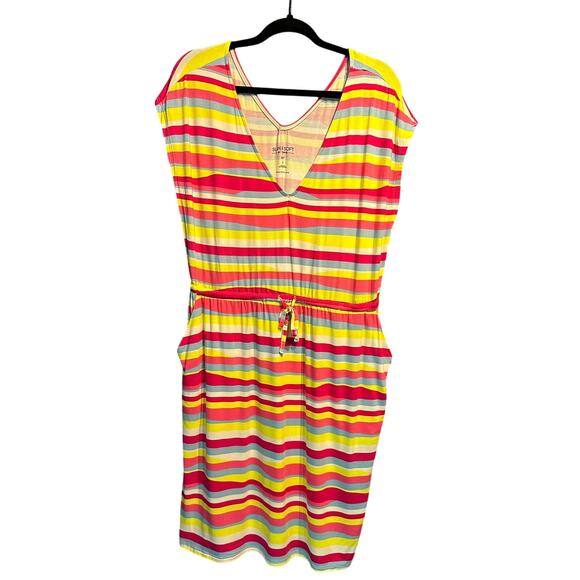 NWT Torrid Super Soft Knit Dress with Pockets Striped Bright Colors Size 0 Large - Picture 1 of 10